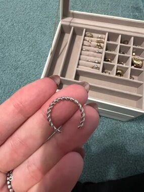 Sterling Silver Twisted Hoop Ear Cuff - Silver